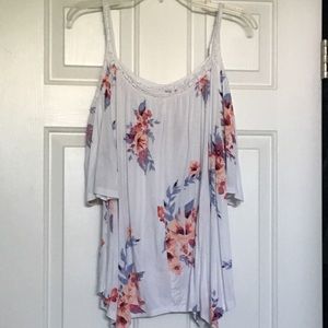 Strapped Off-The-Shoulder Floral Shirt